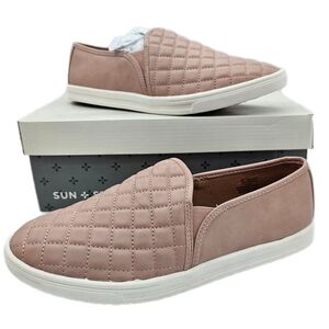 Sun + Stone Womens Mariam2 Quilted Flat Loafers Slip On Sneaker Pink 9.5M